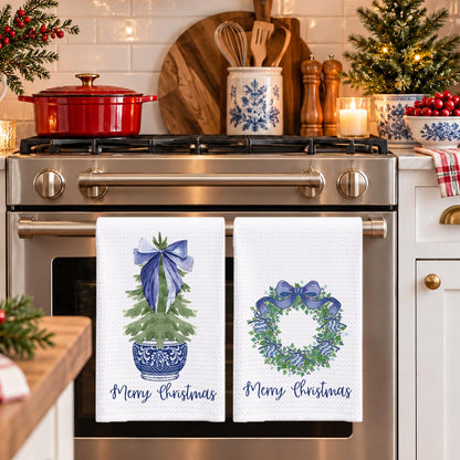 Chinoiserie Christmas Kitchen Hand Towels, 16x24 Inch