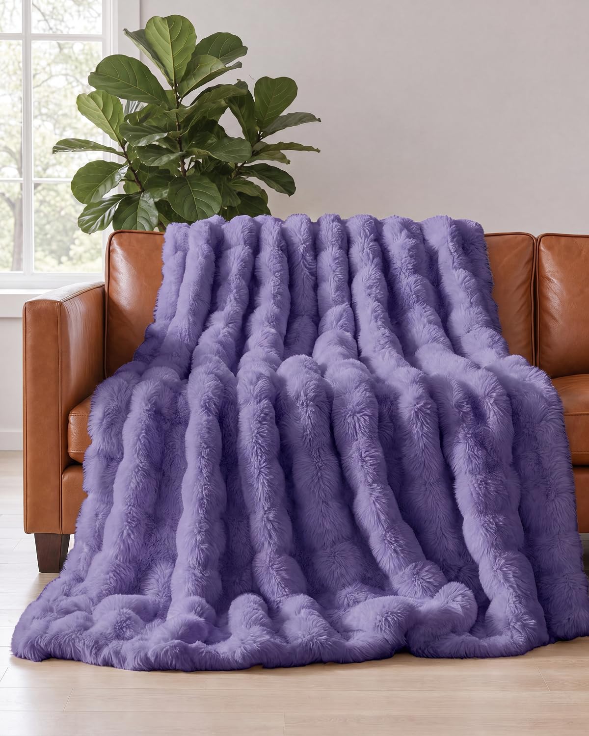 Faux Fur Bubble Throw Blanket, 50 x 60 Inch