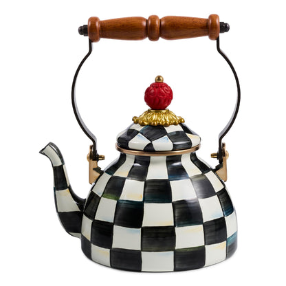MacKenzie-Childs Enamel Tea Kettle, Royal Check