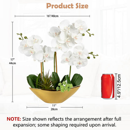 Briful Faux Orchid in Blue and White Boat Vase