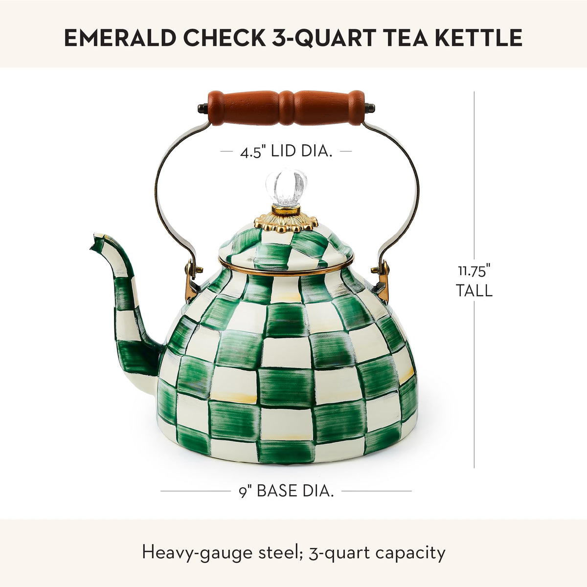 MacKenzie-Childs Enamel Tea Kettle, Royal Check