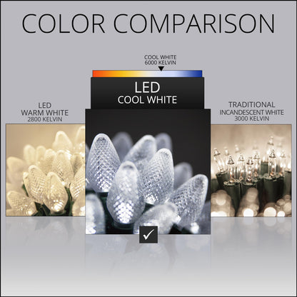 Blue C9 LED Christmas Light Set, 25 Bulbs