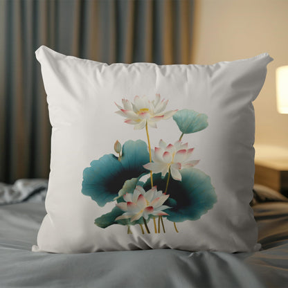 Blue Chinoiserie Bird and Peony Pillow Cover, 18x18