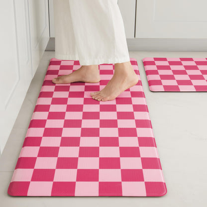 Navy Checkered Kitchen Mats, Set of 2