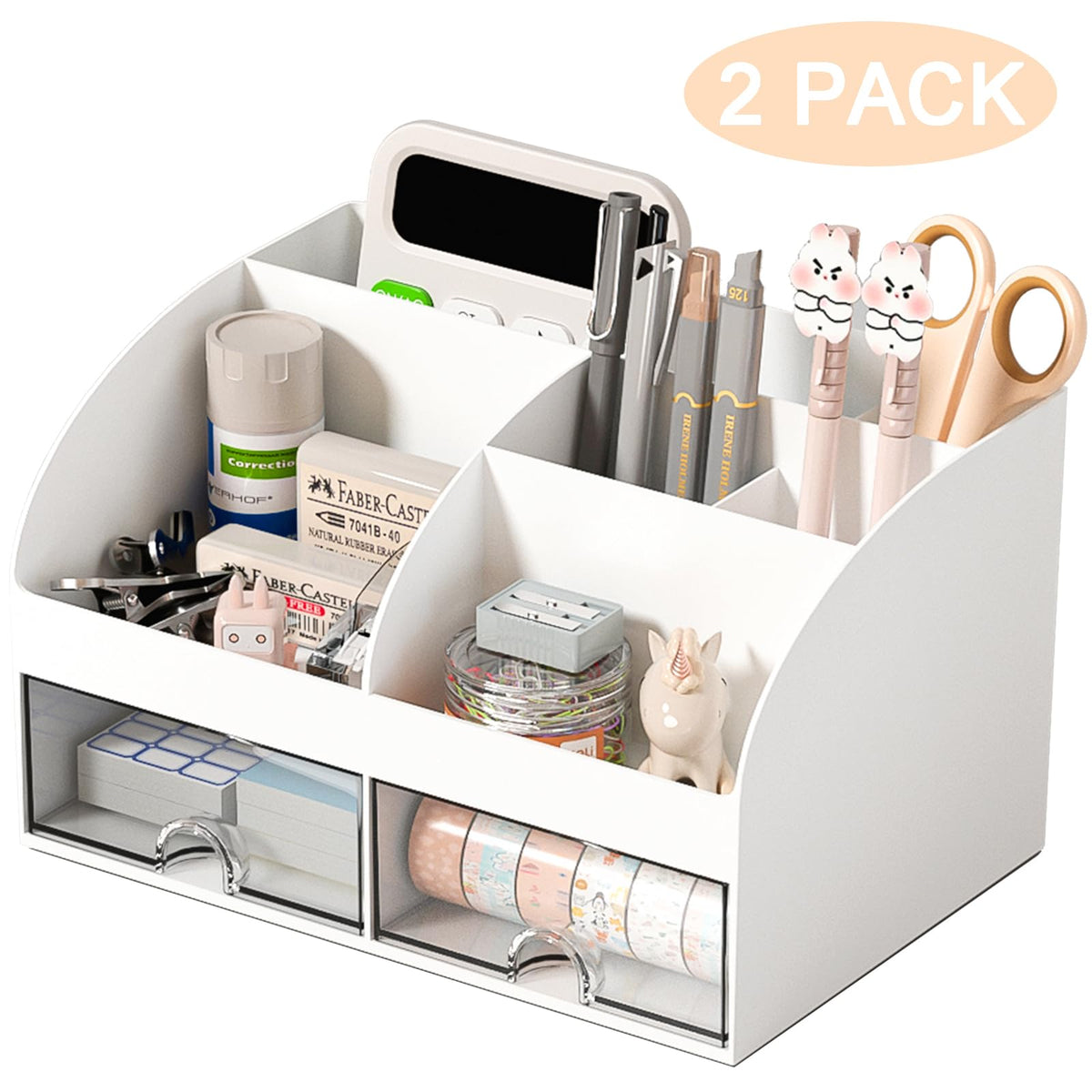 Blue Desk Organizer with 2 Drawers
