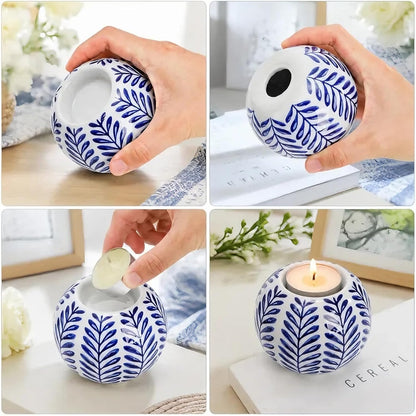 Blue and White Chinoiserie Tealight Holders, Set of 4