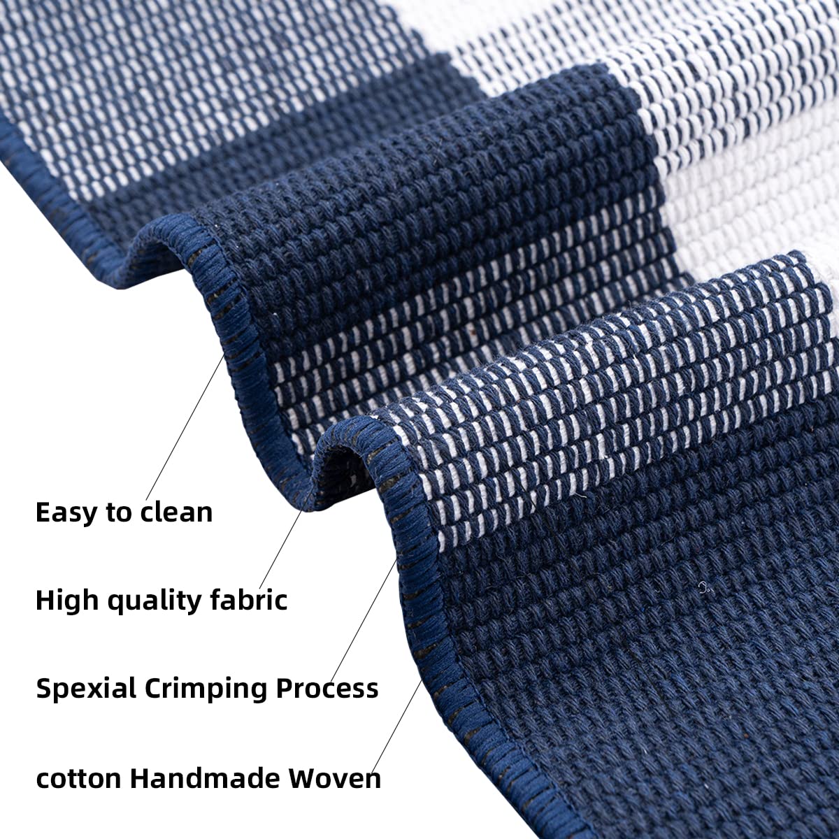 SEEKSEE Blue Buffalo Plaid Porch Rug, 27.5x43