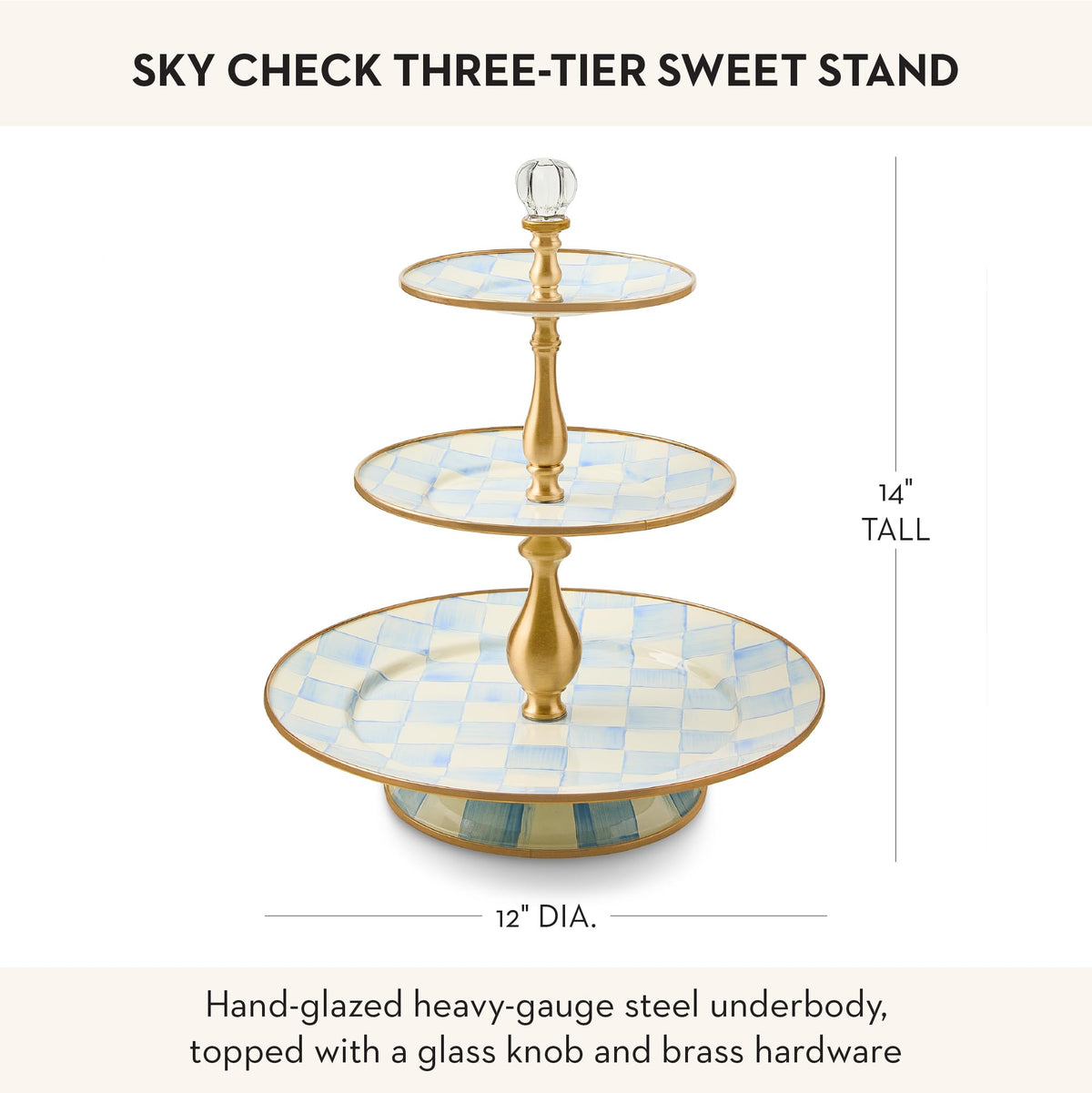 MacKenzie-Childs Two-Tier Sweet Stand, Royal Check