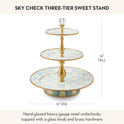 MacKenzie-Childs Two-Tier Sweet Stand, Royal Check