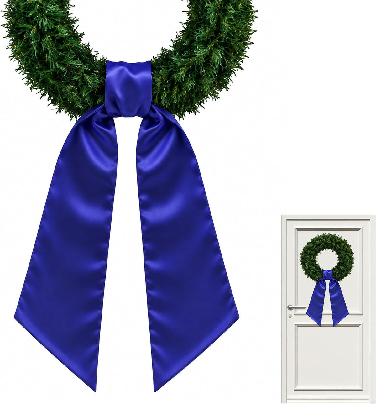 Royal Blue Satin Wreath Sash