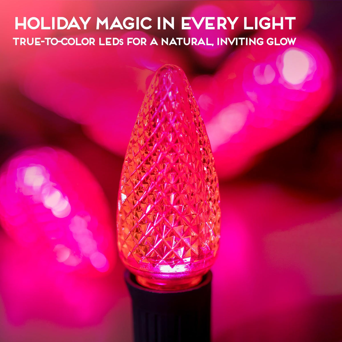 Blue C9 Faceted LED Christmas Bulbs, Set of 25