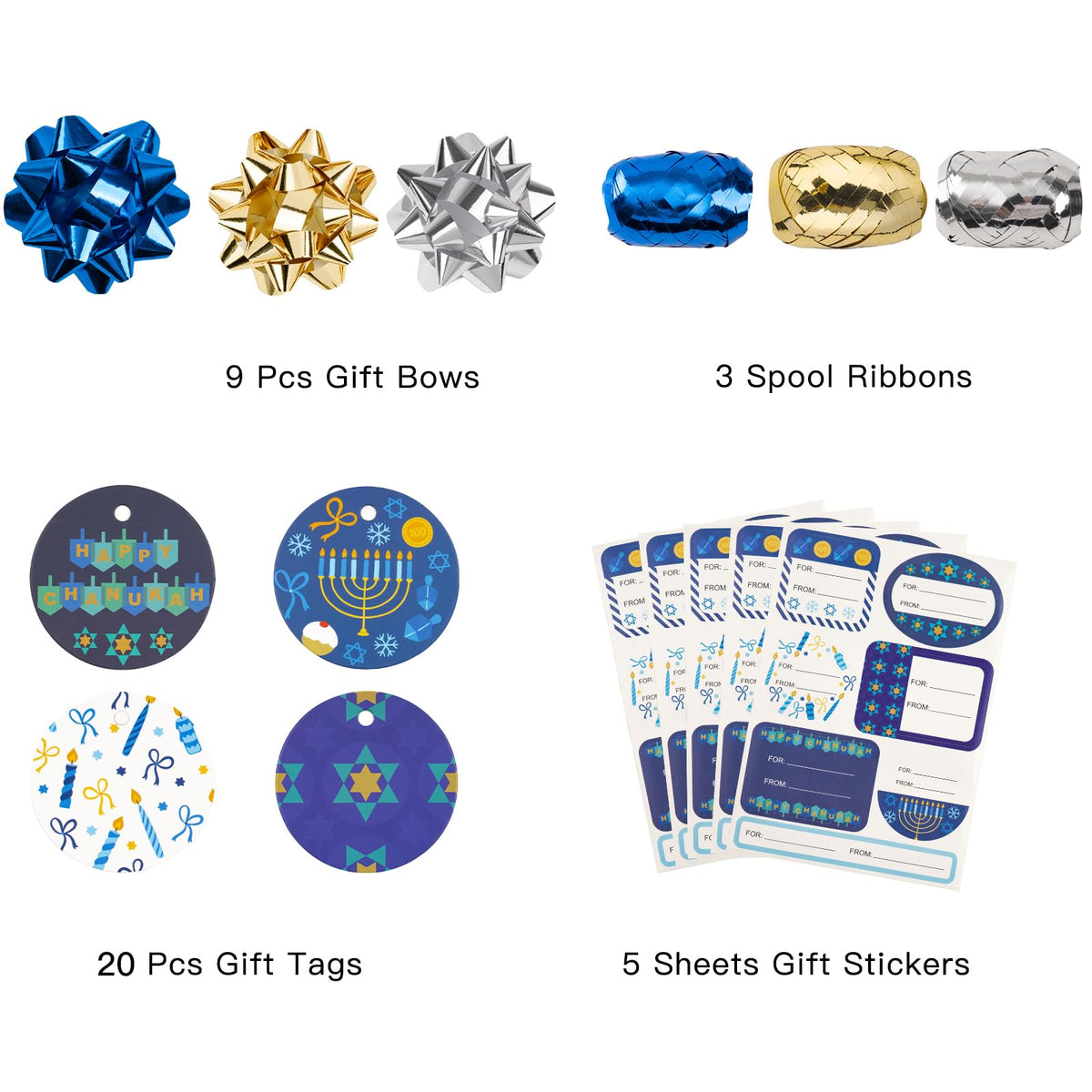 Christmas Wrapping Paper Rolls, Blue and Silver, 4 Rolls