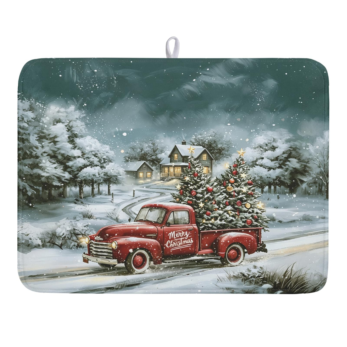 Blue Chinoiserie Floral Dish Drying Mat