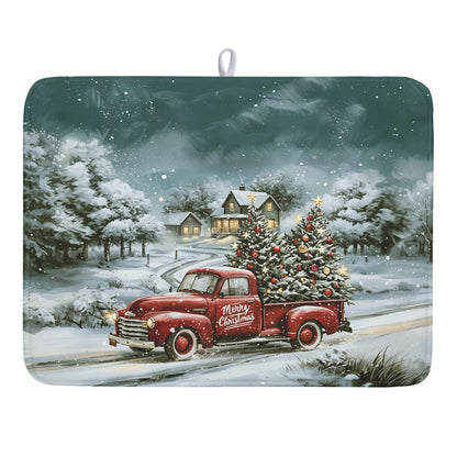 Blue Chinoiserie Floral Dish Drying Mat