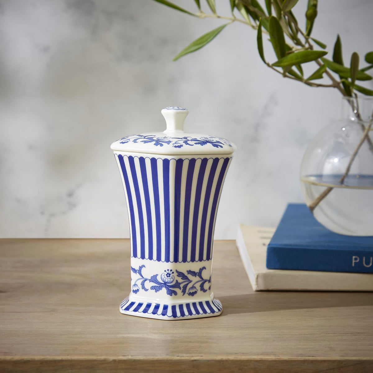 Spode Blue Italian Steccato Vase, 5.2 Inch