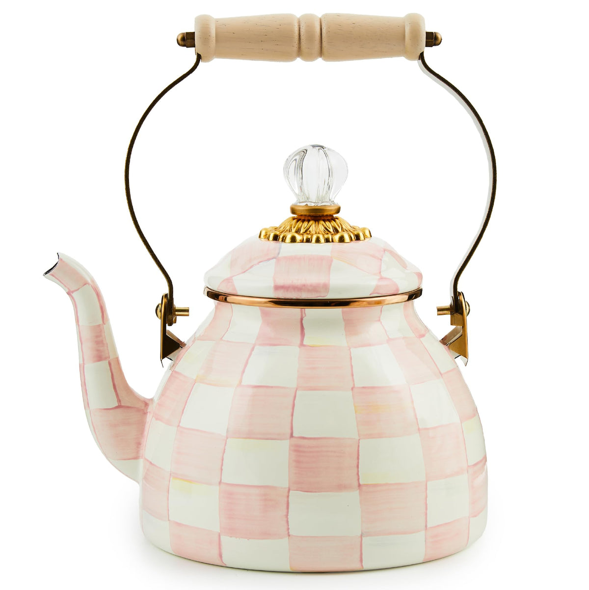 MacKenzie-Childs Enamel Tea Kettle, Royal Check