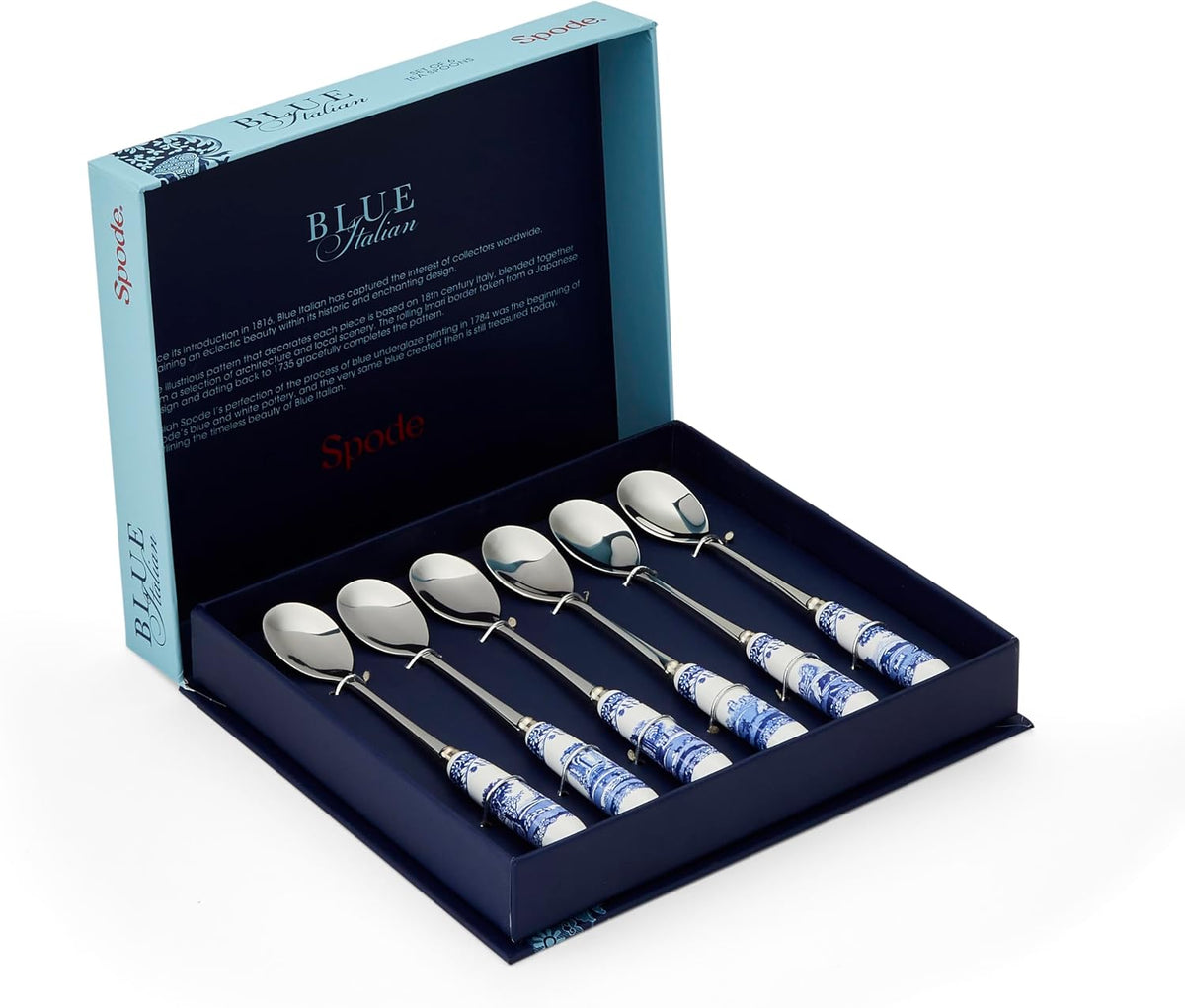 Spode Blue Italian Teaspoons, Set of 6