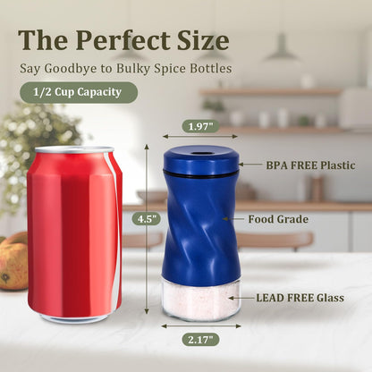 Glass Salt and Pepper Shakers, Adjustable, 4 oz, Set of 2