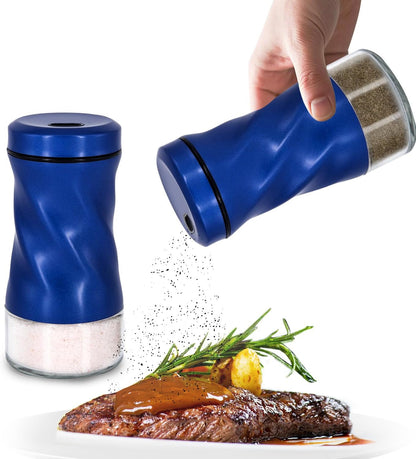 Glass Salt and Pepper Shakers, Adjustable, 4 oz, Set of 2
