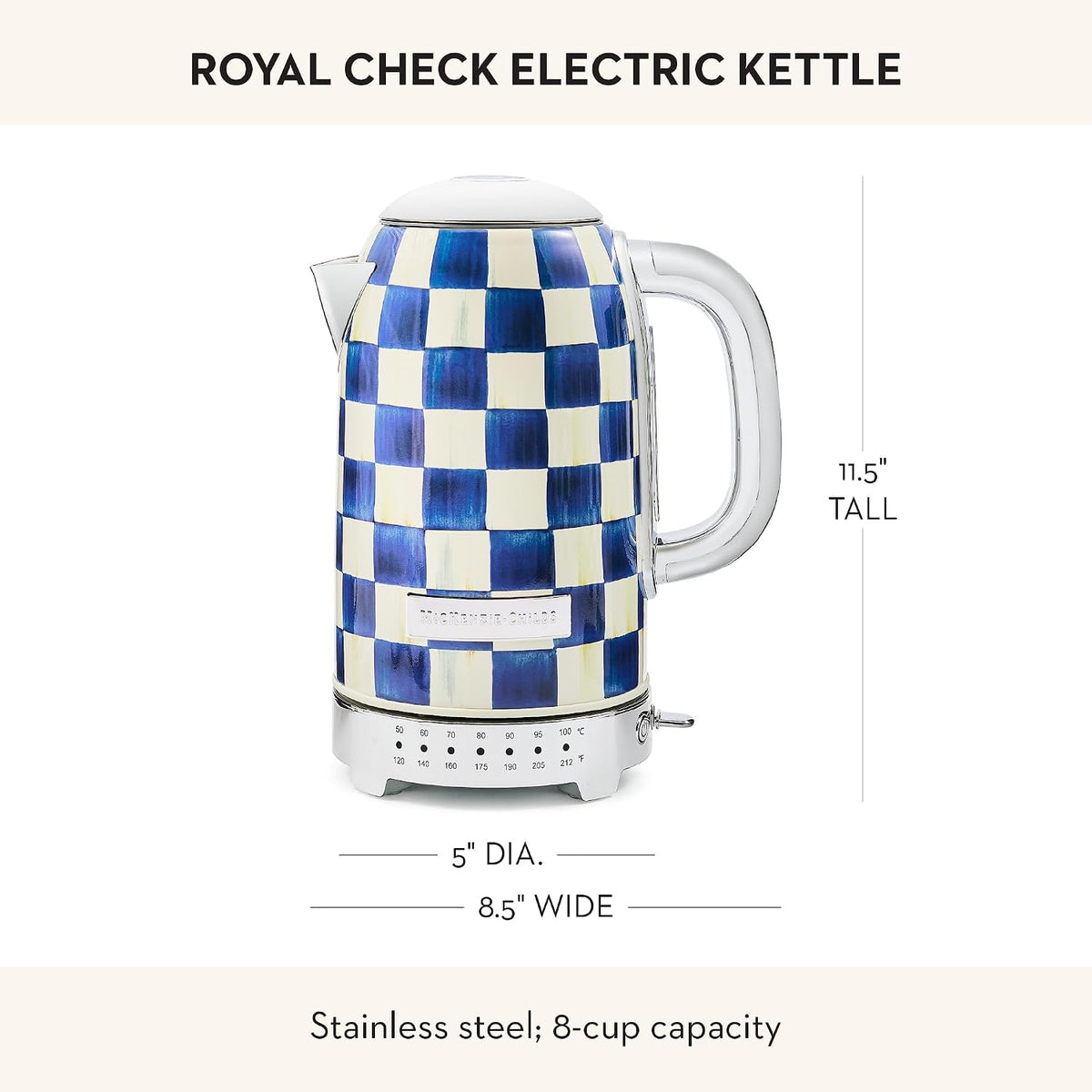 MacKenzie-Childs Electric Kettle, Royal Check