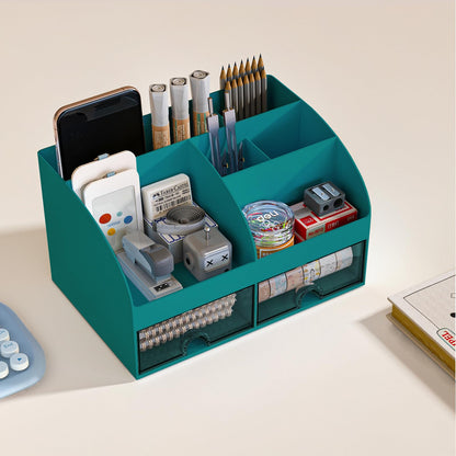 Blue Desk Organizer with 2 Drawers