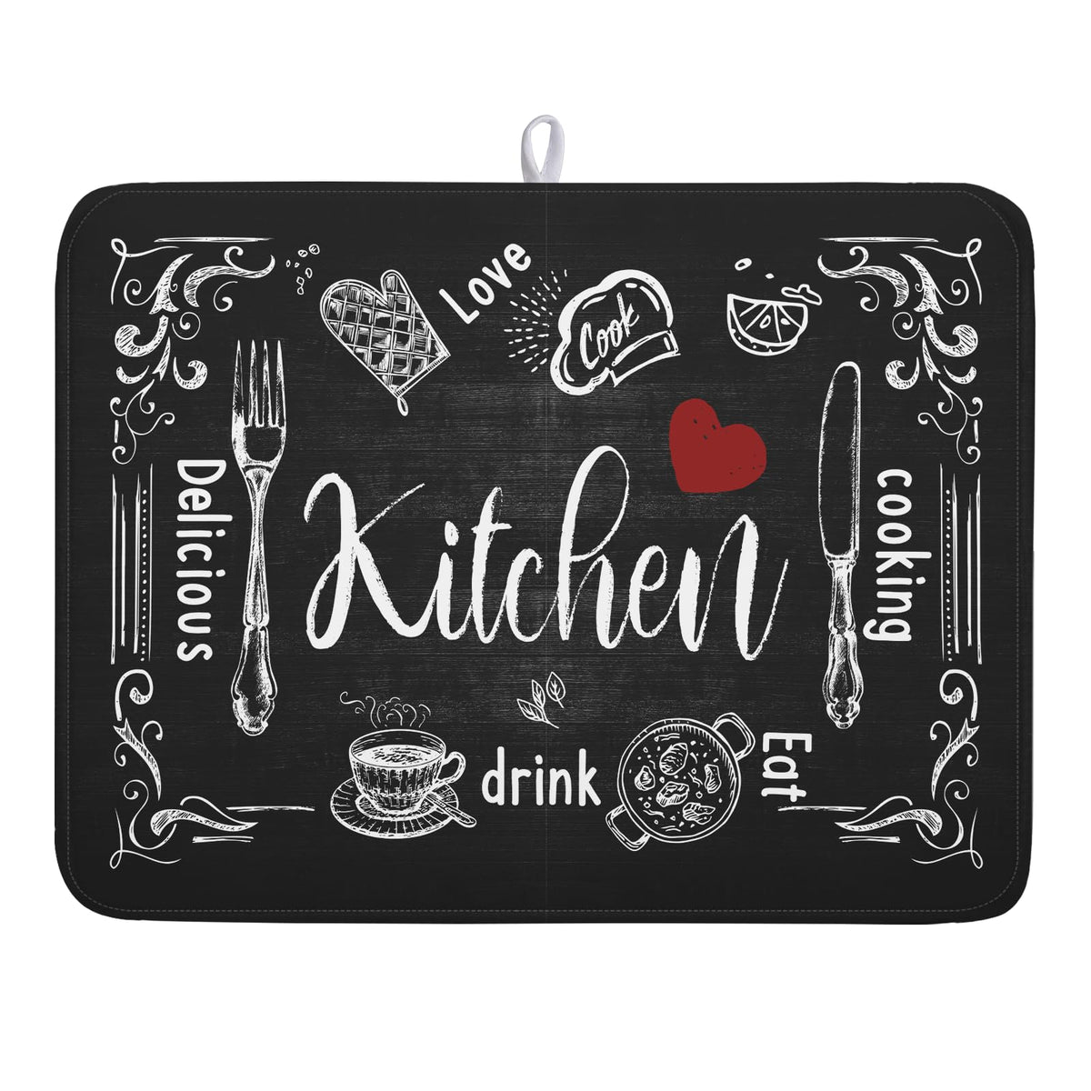 Blue Chinoiserie Floral Dish Drying Mat