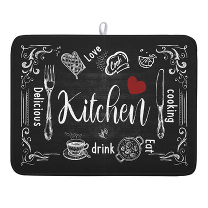 Blue Chinoiserie Floral Dish Drying Mat