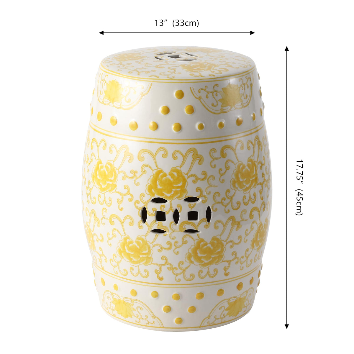 Jonathan Y Lotus Chinoiserie Garden Stool, 17.75"