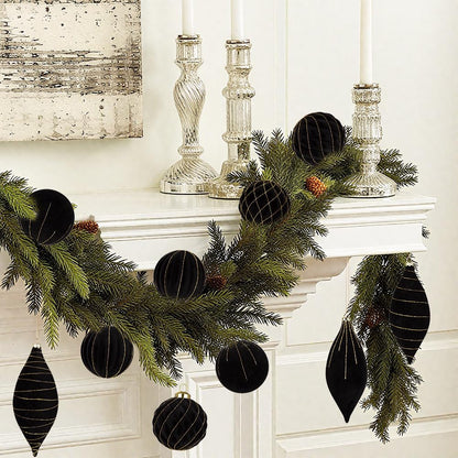 Royal Blue Velvet Christmas Ornament Balls, Set of 12