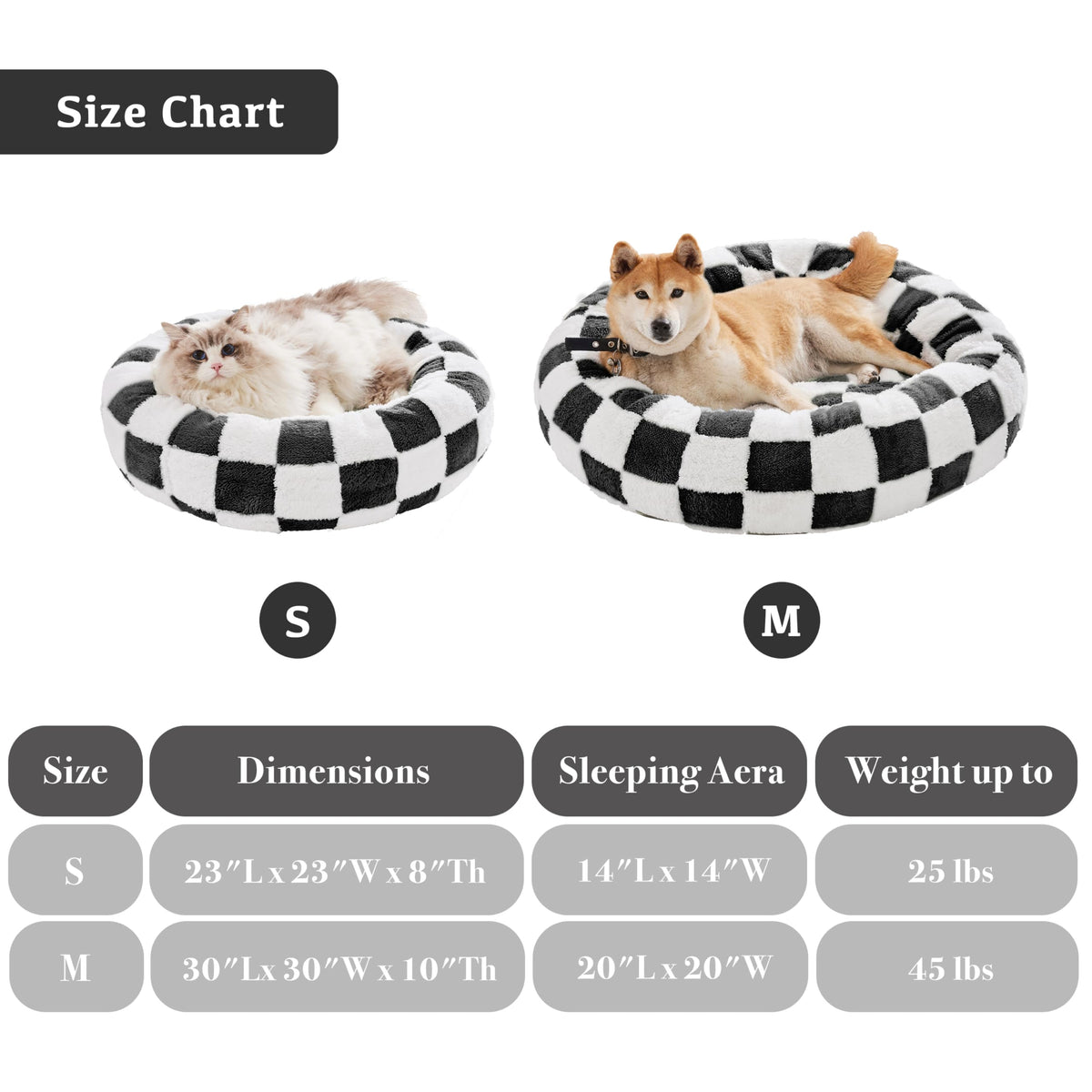 Blue Checkered Round Dog Bed