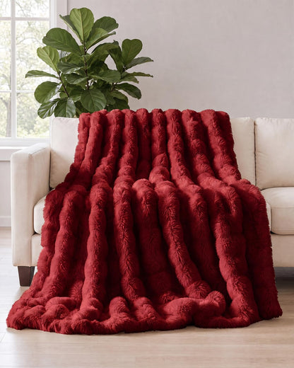 Faux Fur Bubble Throw Blanket, 50 x 60 Inch
