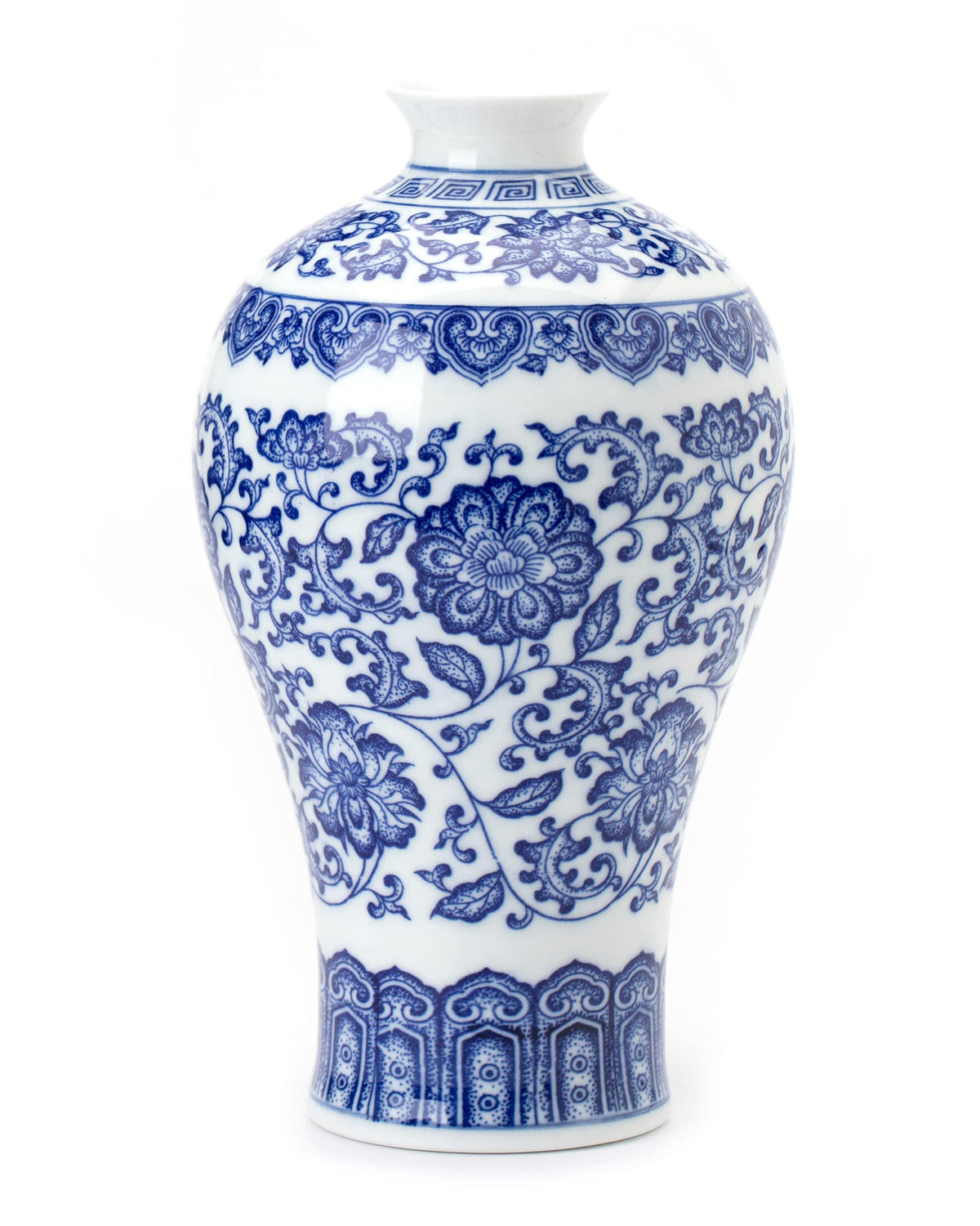 GaLouRo Blue and White Ginger Jar Vase, 9 to 10 Inch
