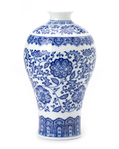GaLouRo Blue and White Ginger Jar Vase, 9 to 10 Inch