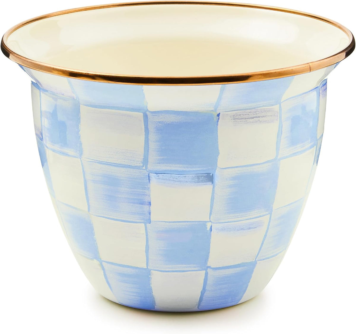 MacKenzie-Childs Sky Check Enamel Flowerpot, Large