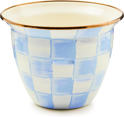 MacKenzie-Childs Sky Check Enamel Flowerpot, Large