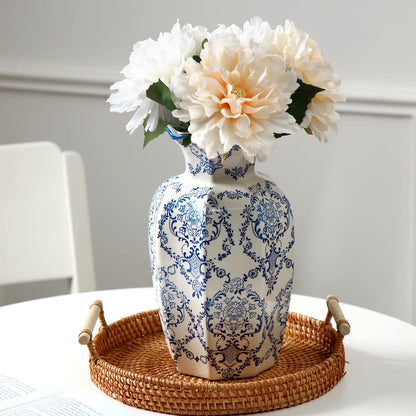 Set of 2 Blue and White Chinoiserie Vases