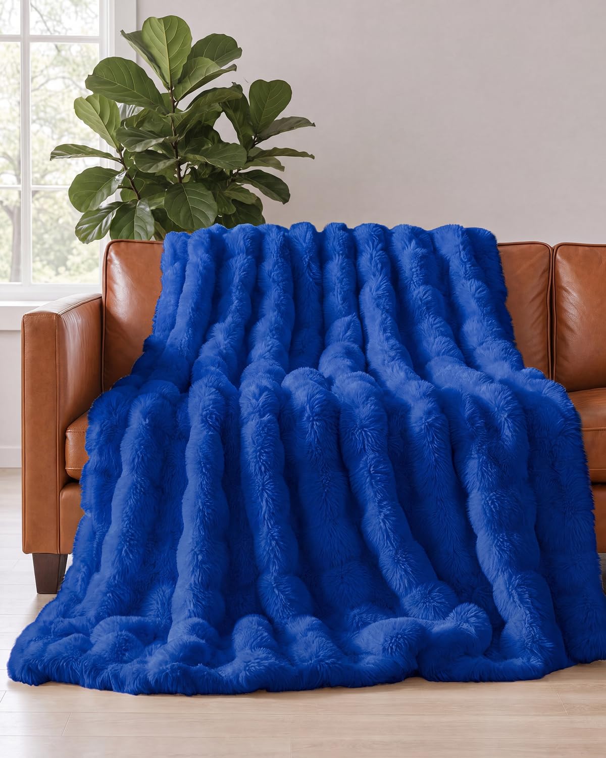 Faux Fur Bubble Throw Blanket, 50 x 60 Inch