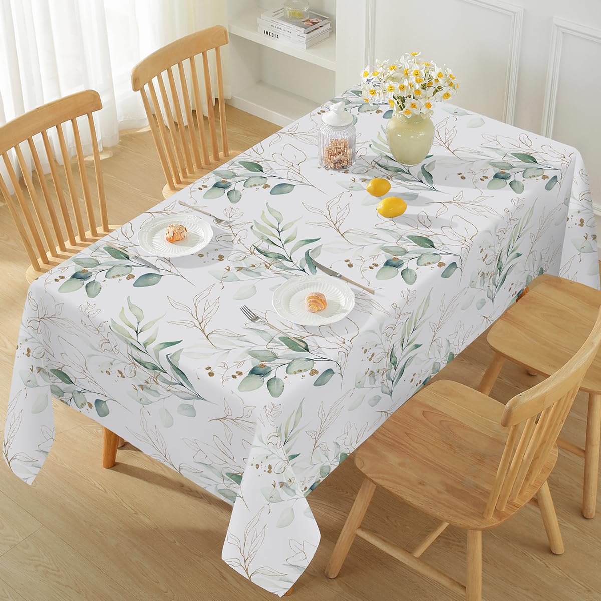 Blue and White Floral Tablecloth, Rectangle