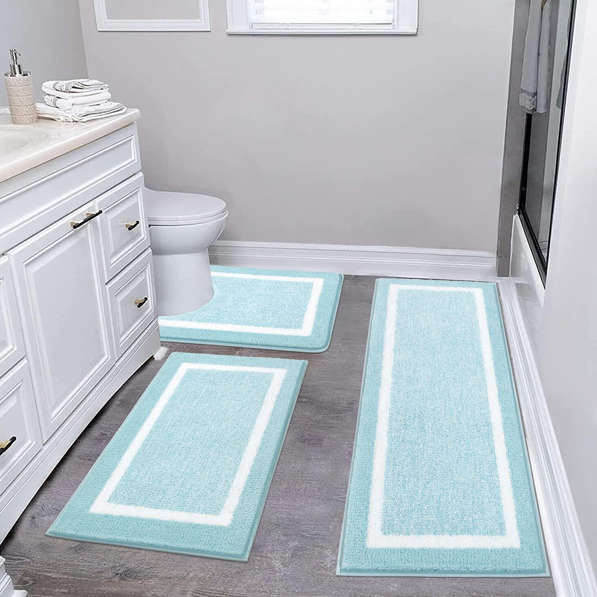 Shaggy Microfiber Bath Rug Set, 3 Piece