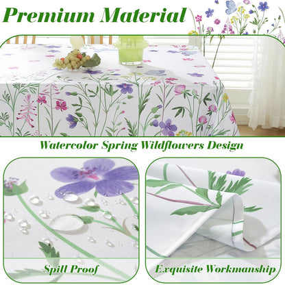 Blue and White Floral Tablecloth, Rectangle
