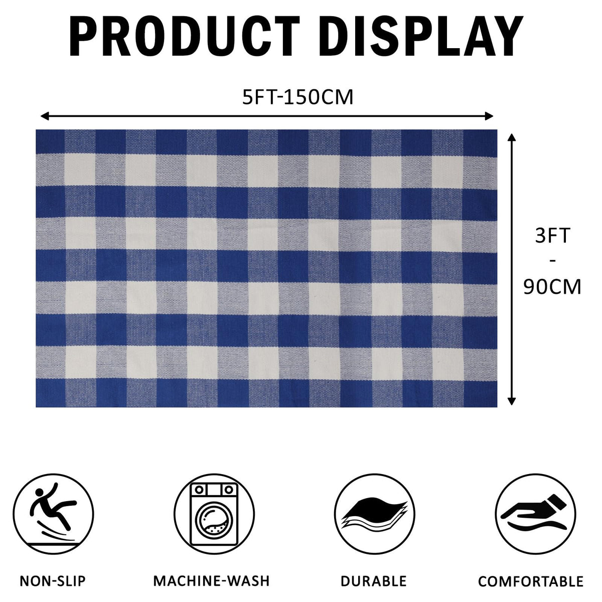 Blue Buffalo Plaid Outdoor Rug, 27.5x43