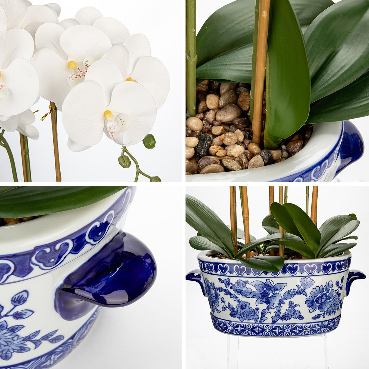 Briful White Orchid in Blue and White Porcelain Pot