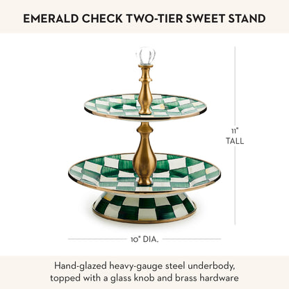 MacKenzie-Childs Two-Tier Sweet Stand, Royal Check