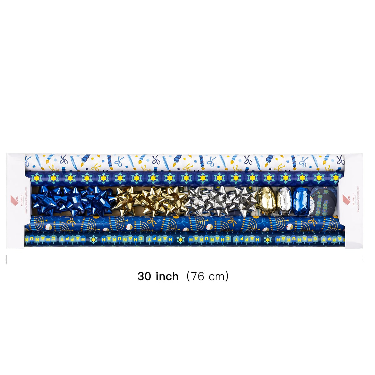 Christmas Wrapping Paper Rolls, Blue and Silver, 4 Rolls