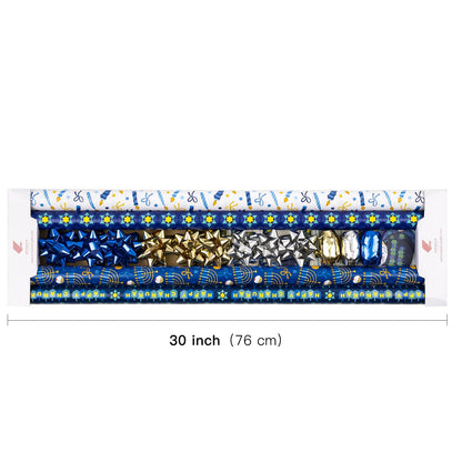 Christmas Wrapping Paper Rolls, Blue and Silver, 4 Rolls