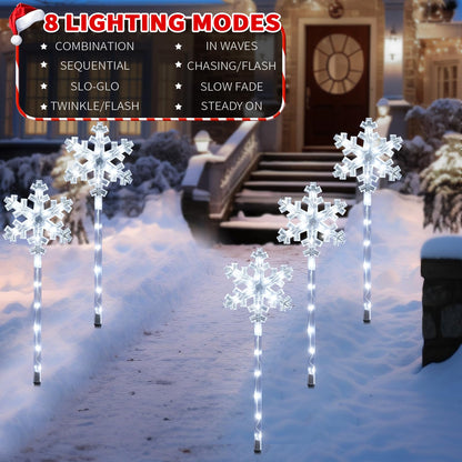 Solar Snowflake Pathway Lights, 10 Pack
