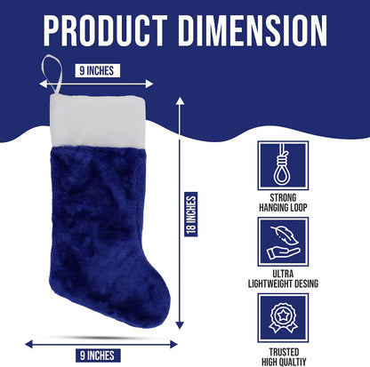 Blue Plush Christmas Stockings, Set of 4