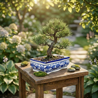Blue and White Bonsai Pots, Set of 2