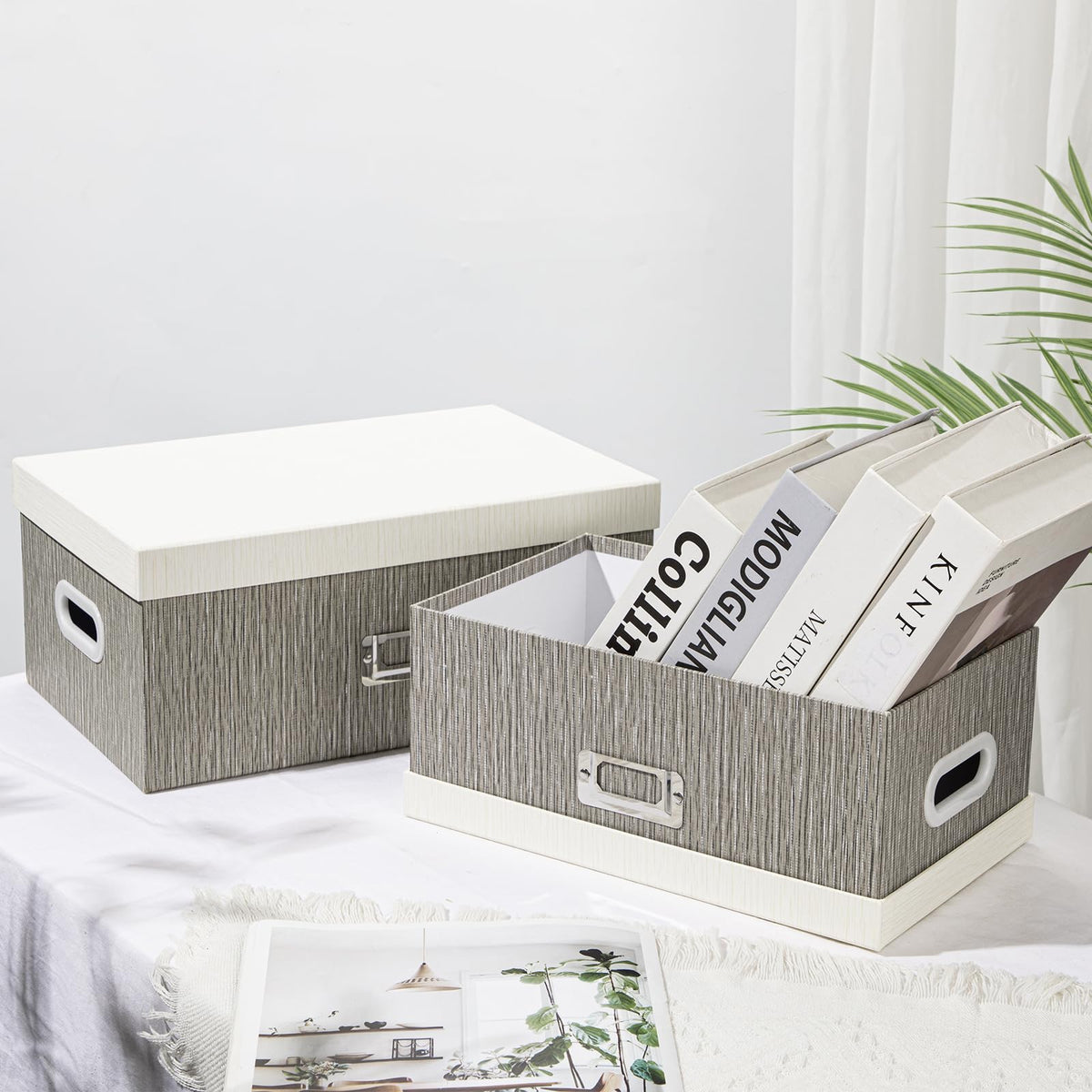 Blue and White Floral Nested Storage Boxes