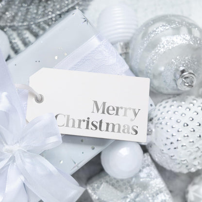 Christmas Gift Tags with Ribbon, 100 Pack, Blue and Silver